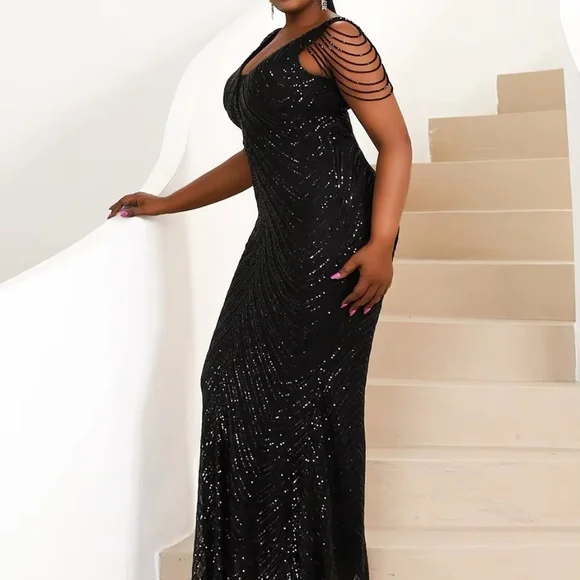 Missord Black Sequin Evening Dress Size 3X (Fits Size 2X) - Picture 3 of 7